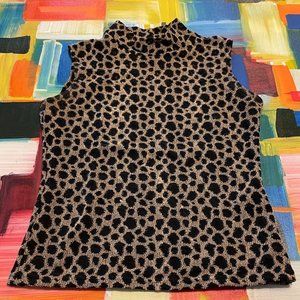 Black Market Animal Print Top Sz S Black & Gold